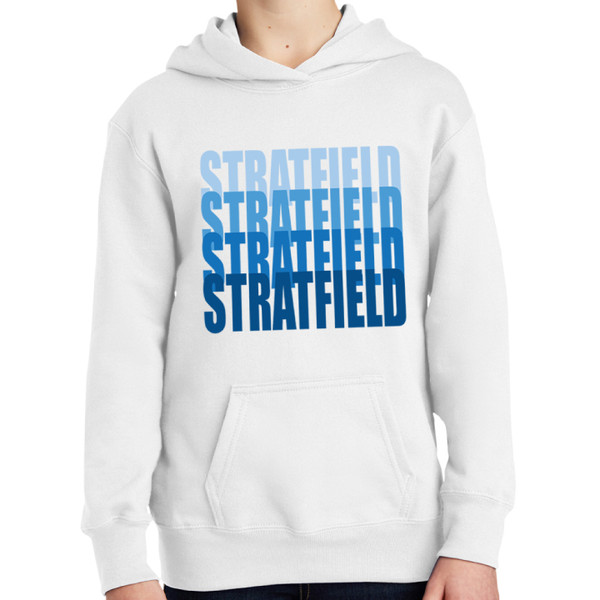 Stratfield - White Youth Hoodie - Multi Blue Stratfields