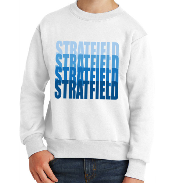 Stratfield - White Youth Crewneck - Multi Blue Stratfields