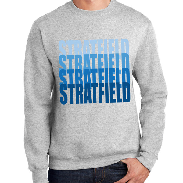 Stratfield - Heather Gray Adult Crewneck - Multi Blue Stratfields