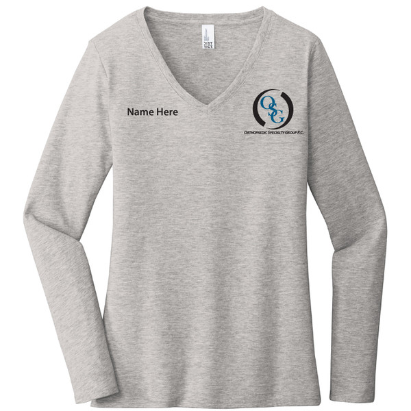 OSG - Light Heather Gray Women's Long Sleeve V-Neck 