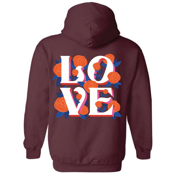 Roses Love Maroon Hoodie 