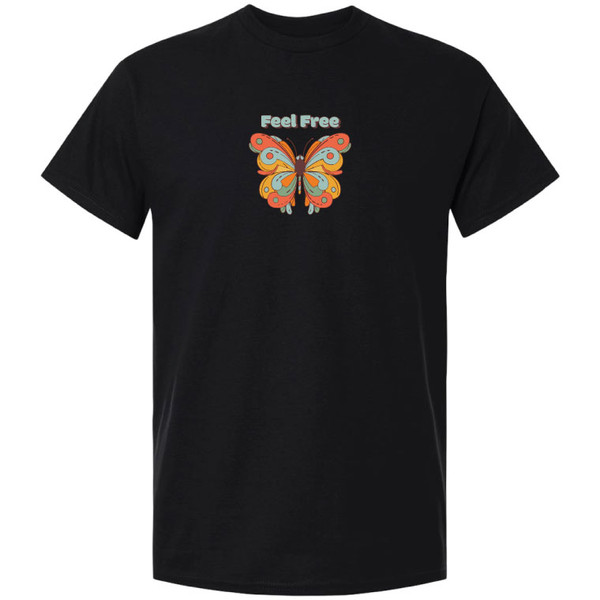 Feel Free Butterfly Black T-Shirt