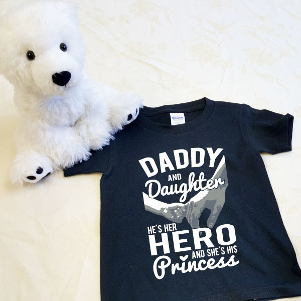 Daddy and Daughter Her Hero His Princess Shirt in Baby and Toddler Sizes