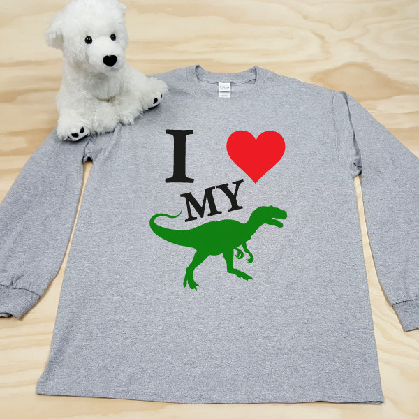 I Love My Velociraptor Adult Long Sleeve Shirt