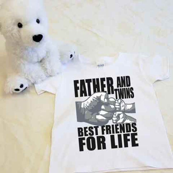 A Father and Twins Best Friends for Life Shirt in Baby and Toddler Sizes