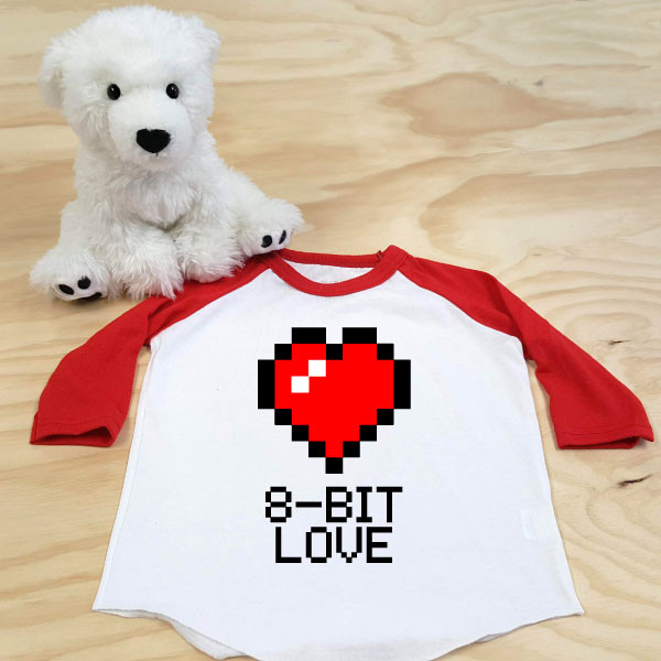 8-Bit-Love Toddler Raglan 3/4 sleeves