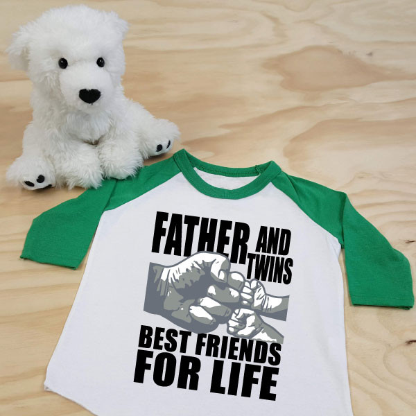 A Father and Twins Best Friends for Life Toddler Raglan 3/4 sleeves