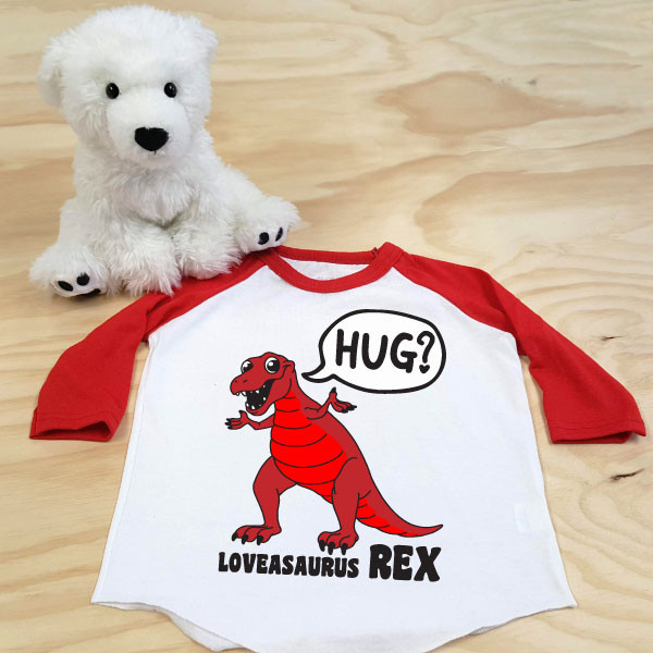 Loveasaurus Rex Toddler Raglan 3/4 sleeves