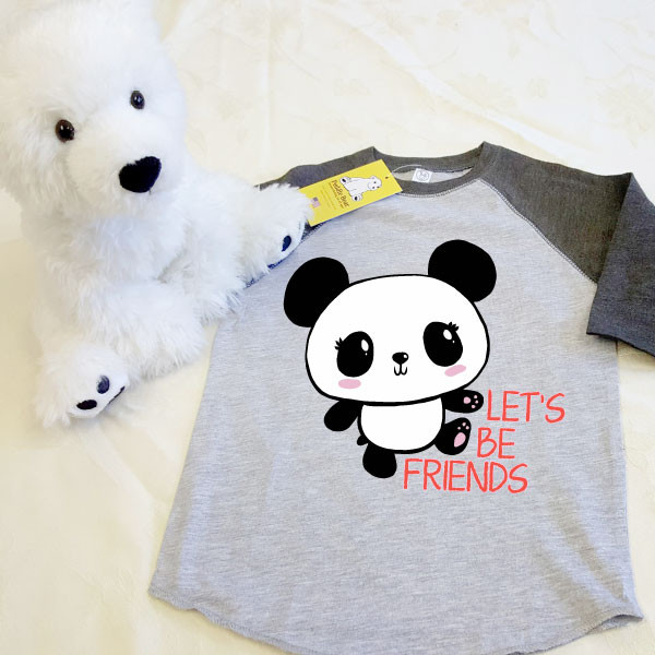 Let's Be Friends Panda Toddler Raglan 3/4 Sleeves