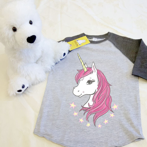 Pink Unicorn Toddler Raglan 3/4 Sleeves