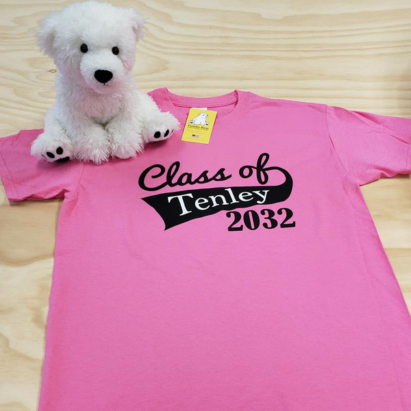 Pink class of flag with name and year adult shirt
