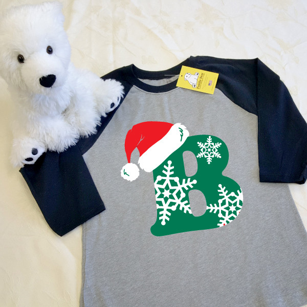 Christmas Letters Youth Raglan 3/4 Sleeve