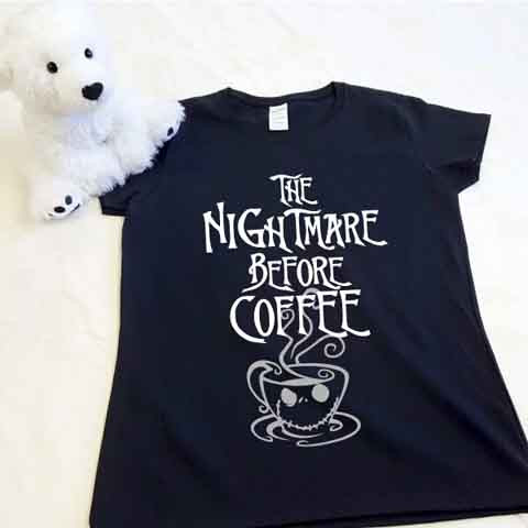 The Nightmare Before Coffee Ladies Fitted Shirt