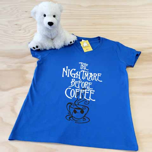 The Nightmare Before Coffee Ladies Fitted V-Neck Shirt