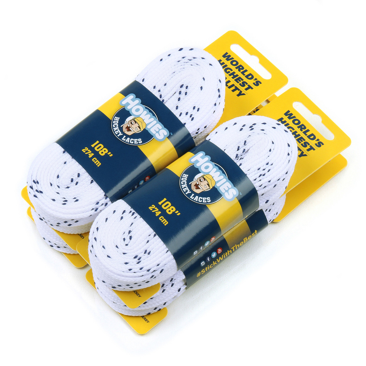 Howies White Cloth 120" Hockey Skate Laces 4pk Pro Stock Hockey