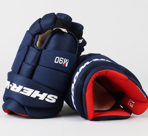 13" Sherwood Navy Blue Rekker M90 Gloves - Team Stock