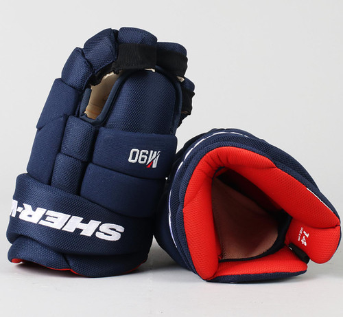 14" Sherwood Navy Blue Rekker M90 Gloves - Team Stock