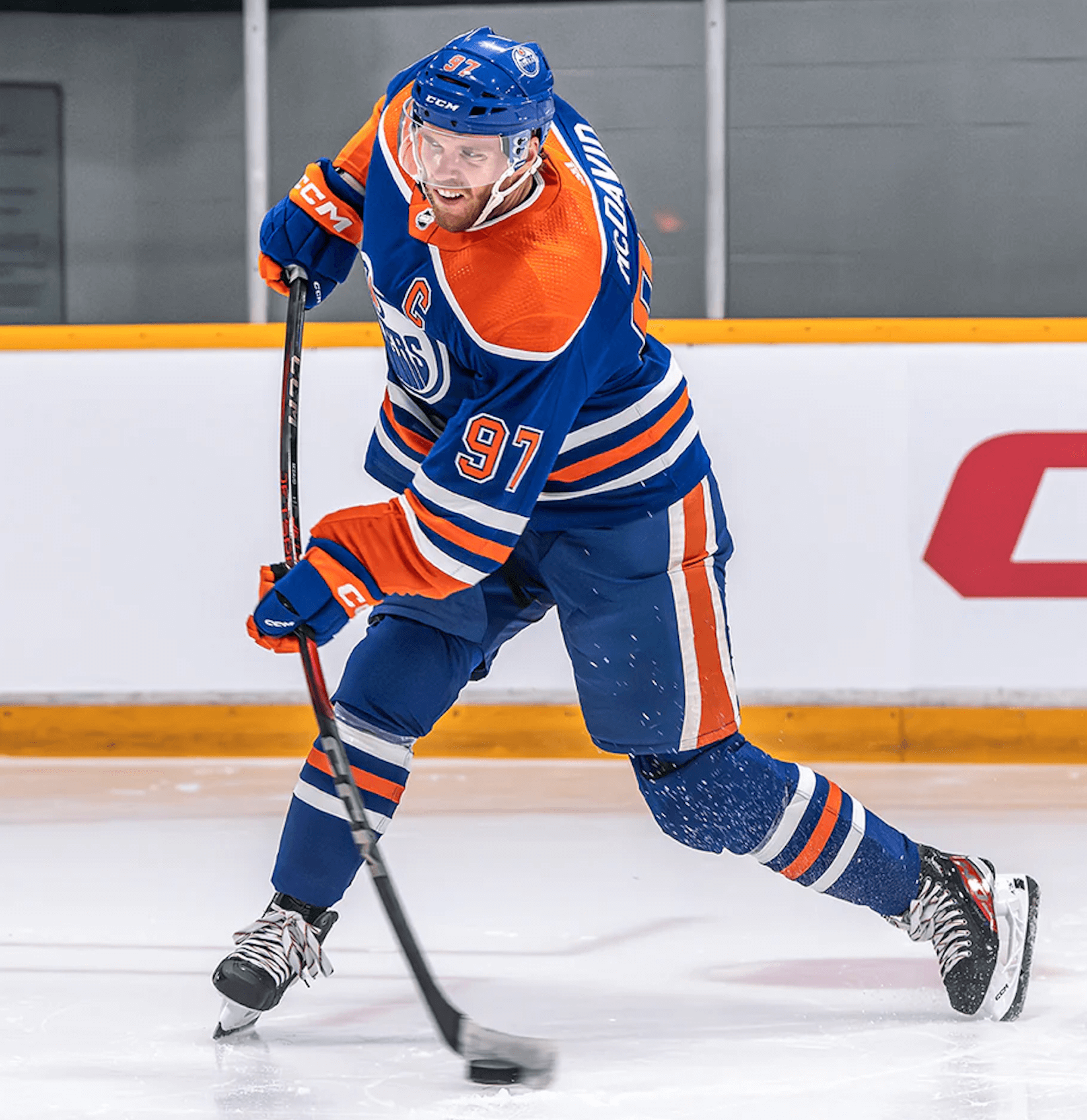 Hockey player taking a shot