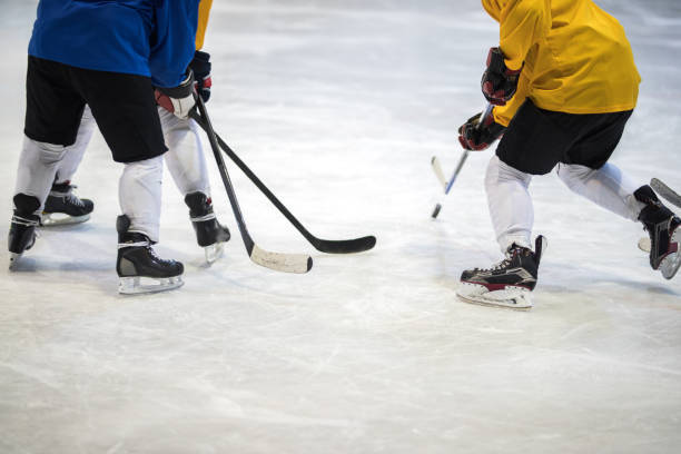 Hockey Player Practicing In Between Tires