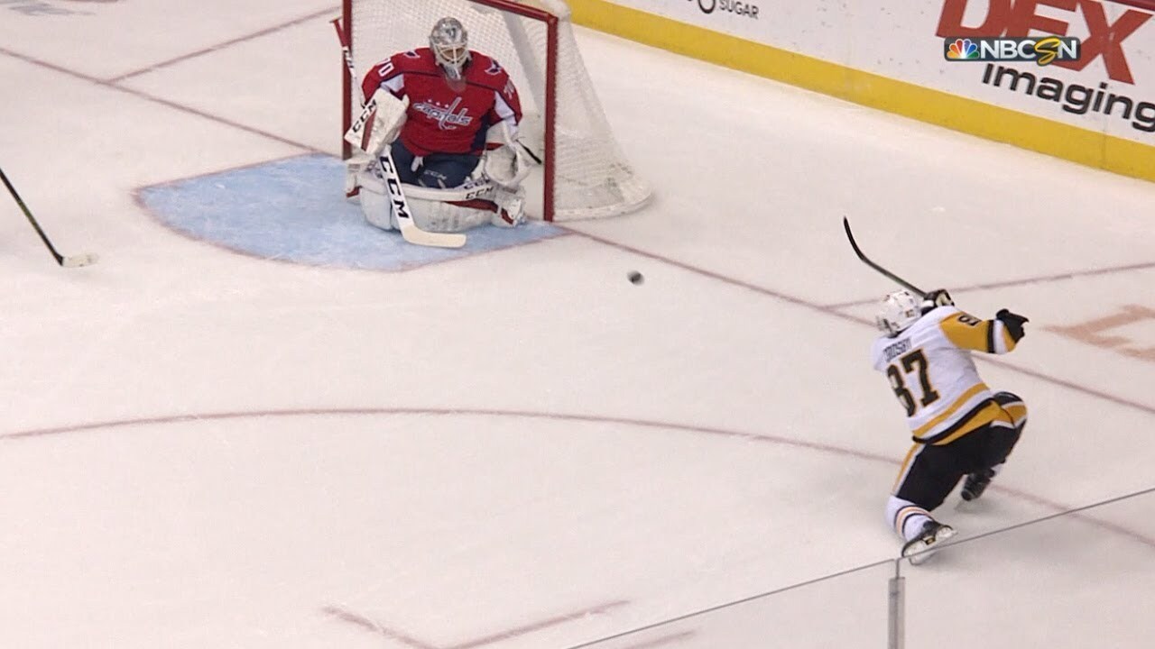 Hockey player taking a shot