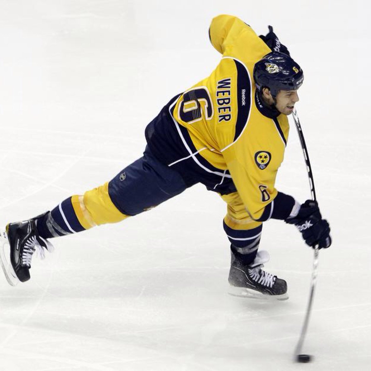 Hockey player taking a shot