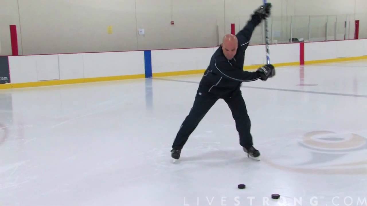 Hockey player taking a shot