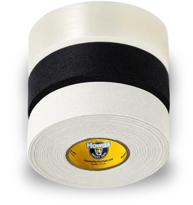 Mixed black and white hockey tape rolls