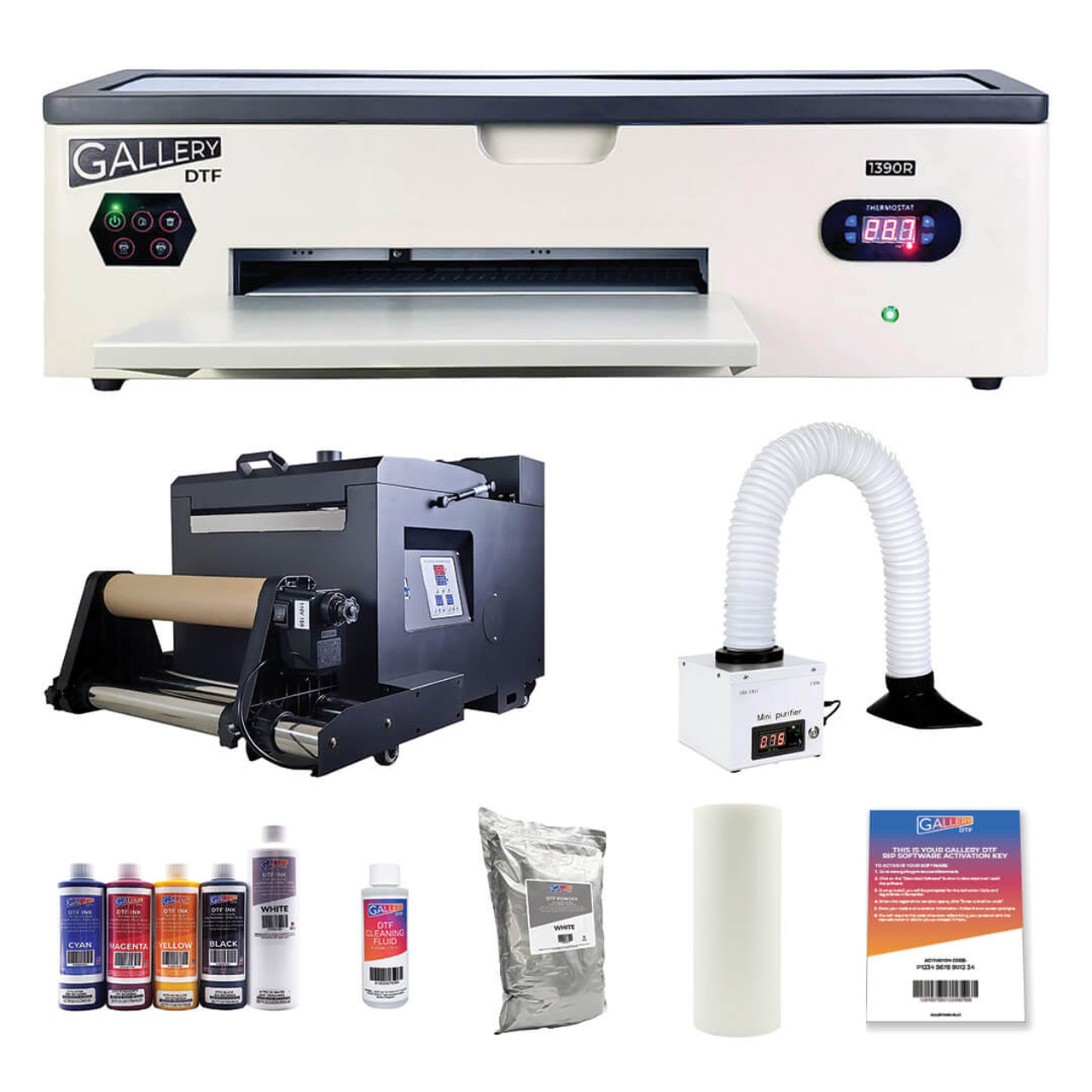 Gallery DTF 1390 Printer With Inline Roll Shaker, Oven With Filter, DTF  Powder, DTF Cold Peel Film & Software