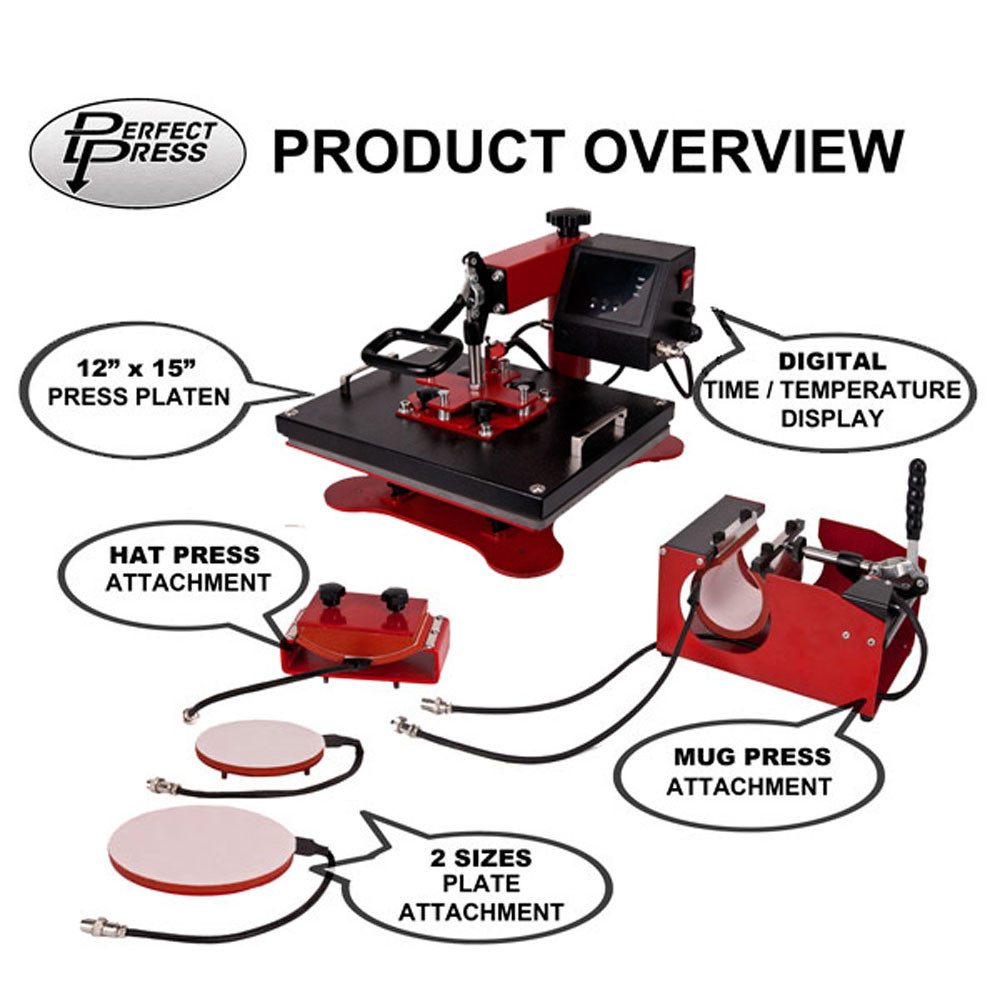 USCutter Perfect Press 12" x 15" Digital 5in1 Swing Arm Heat Press