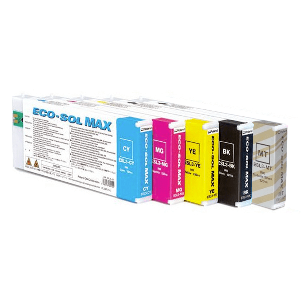 Roland BN-20 インク　エコソルマックス　eco-sol max ５本 Roland EcoSol MAX CMYK & Silver Ink Set for original VersaSTUDIO BN-20