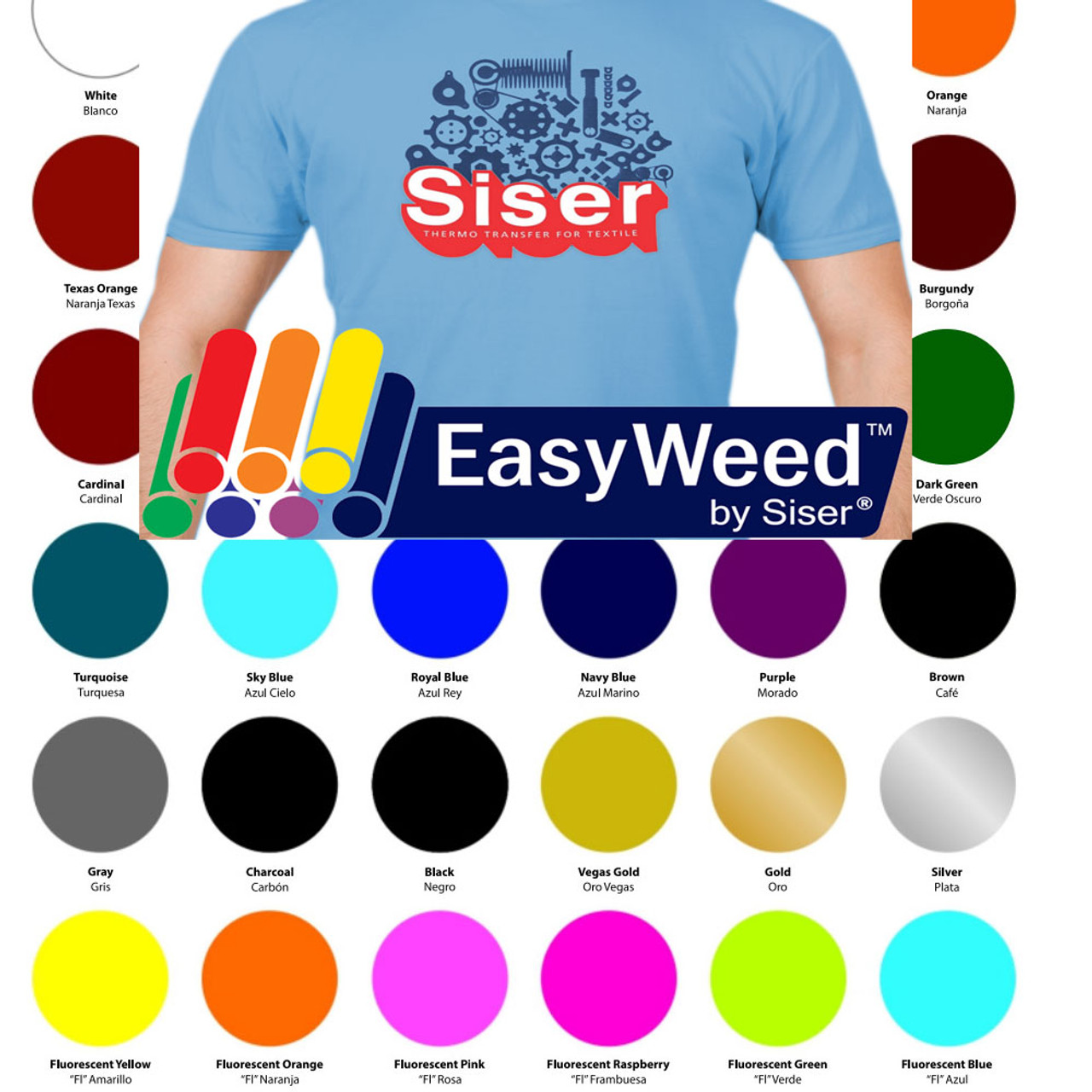 Siser EasyWeed Heat Transfer Vinyl (HTV) Bundle - 61 Colors