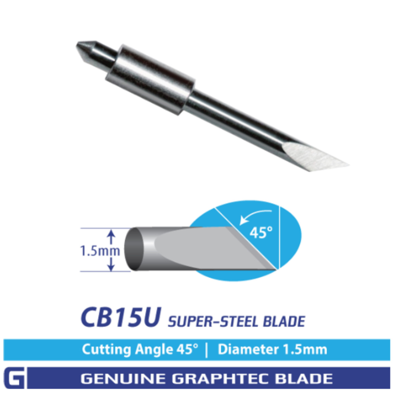 12051GRAPHTEC CB15 タイプ カッティングブレード 45° Graphtec CB15U 1.5mm 45° Cutting Angle Blade 5-Pack (for CB15