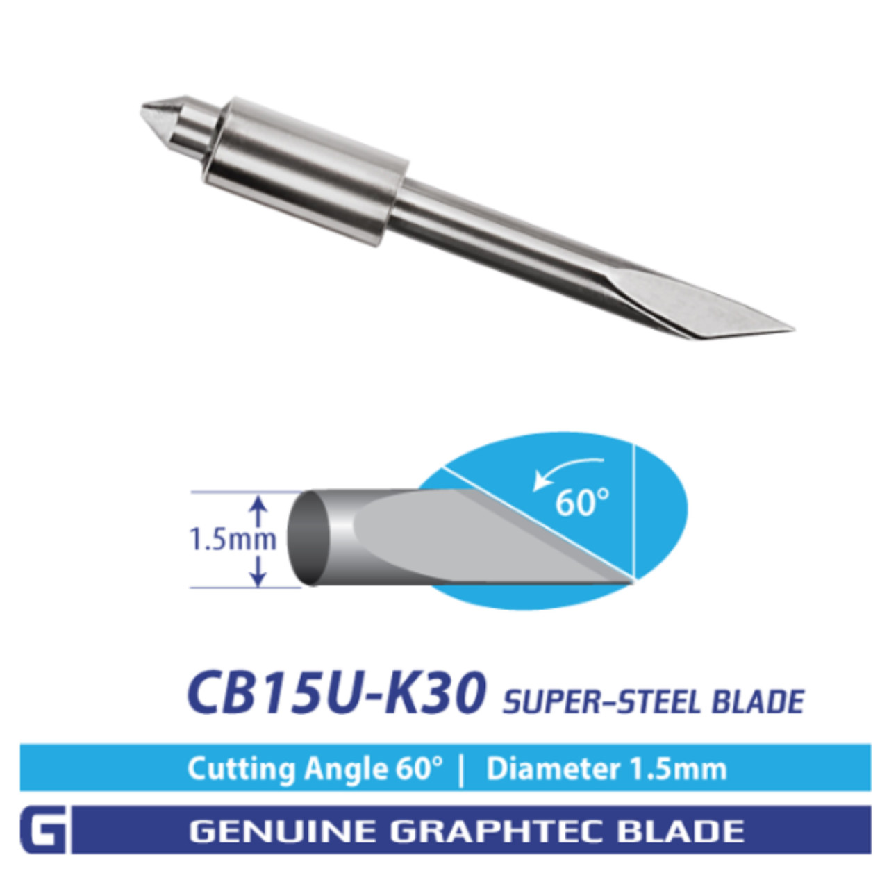Graphtec CB15U-K30 1.5mm 60° Cutting Angle Blade 2-Pack (for CB15
