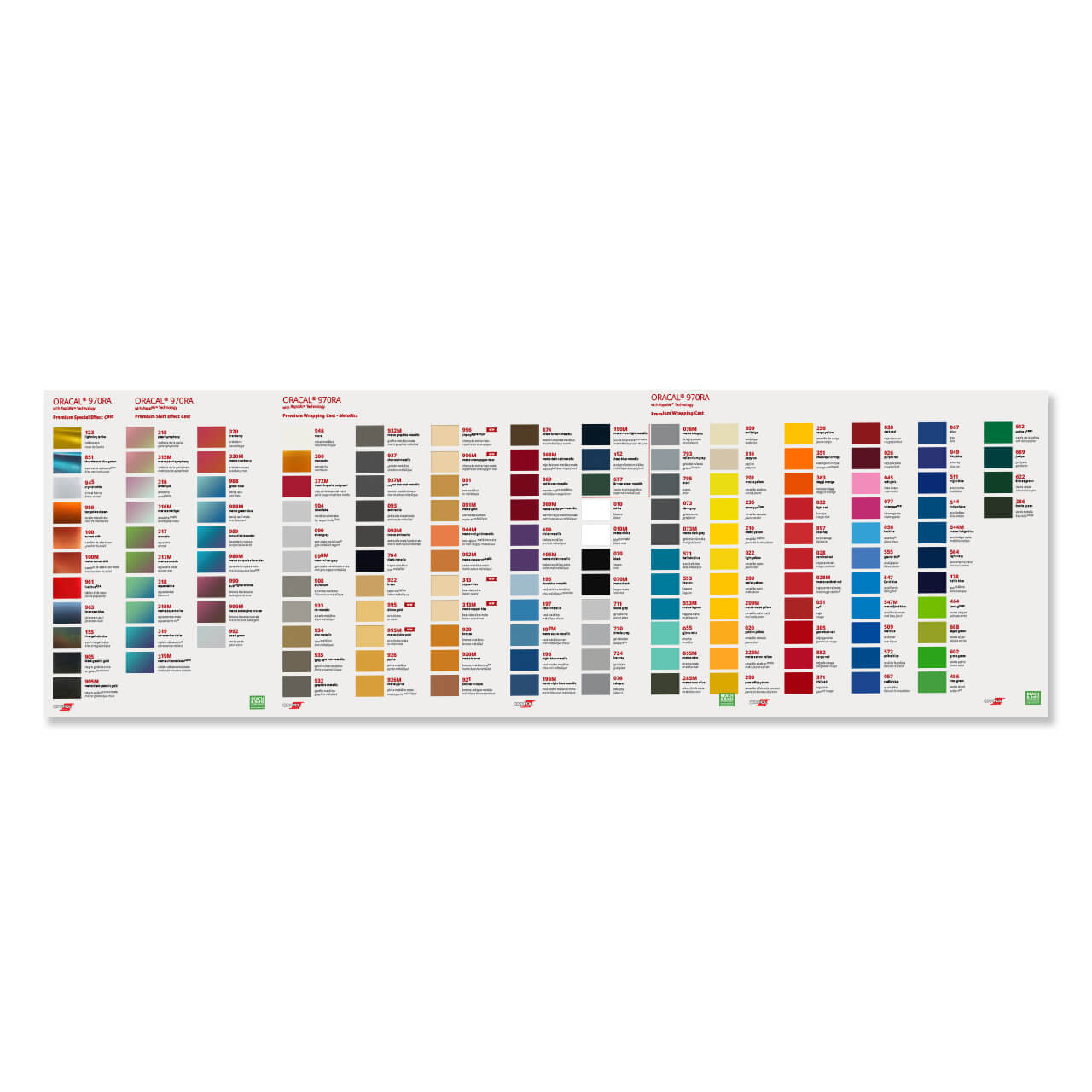 Oracal 970RA Premium Wrapping Cast RA Color Chart USCutter