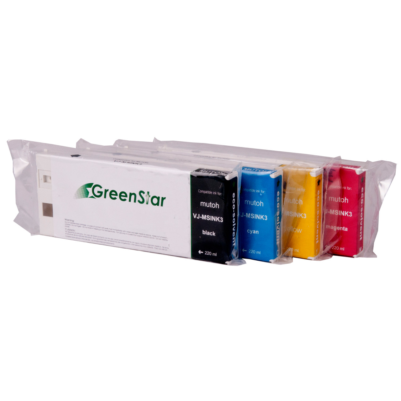 MUTOH RJ9-INK BK/C/M インクカートリッジ3色セット Greenstar Premium Solvent Inks for Mutoh Value Jet Printers