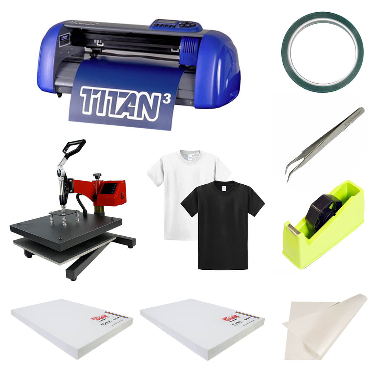 SISER EasySubli Sublimation Vinyl Cutter + Heat Press and Supplies Combo Kit