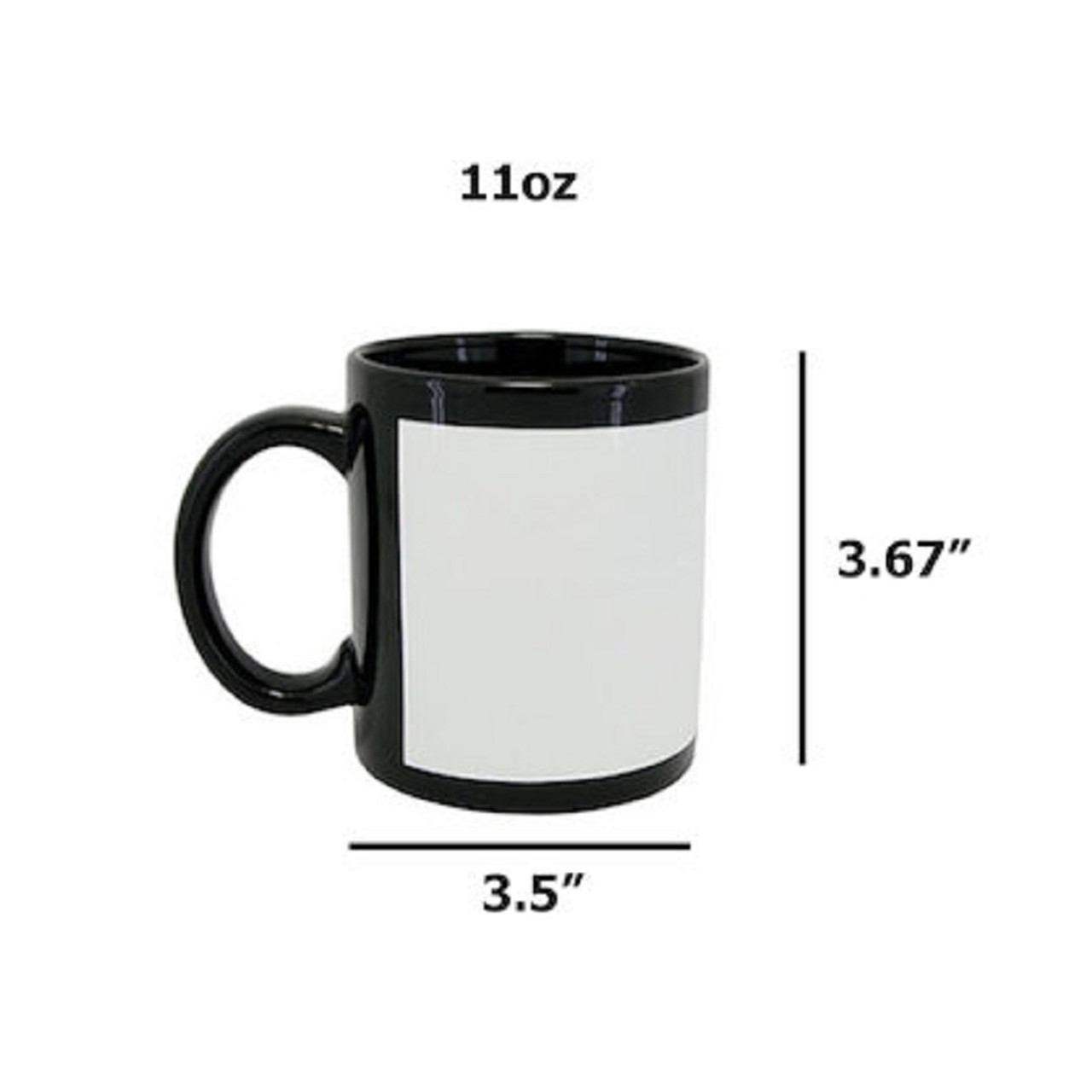 11 oz Ceramic Mug - Black Mug w/ Decal White Patch – Blank