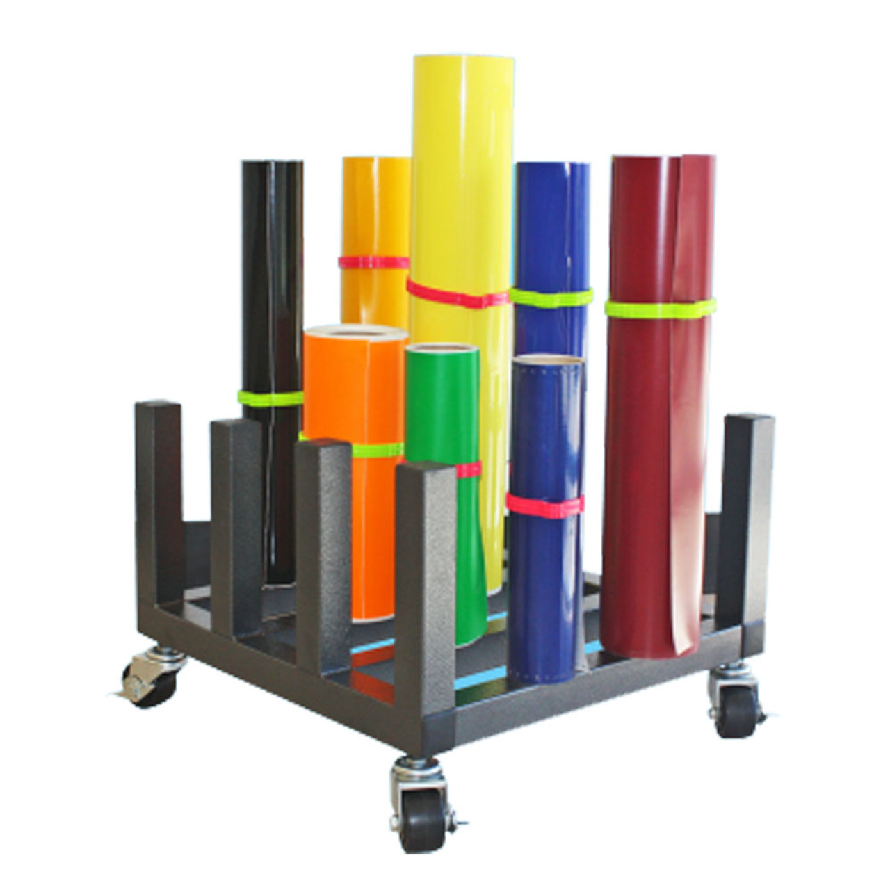 Heavy-Duty Vinyl 44-Roll Floor Rack