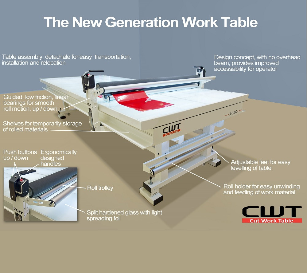 CWT 1630 Premium Work Table and Flat Bed Applicator with LED Lights 9