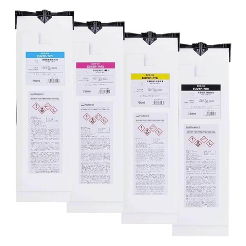 Roland EUV5 UV 750 ml Ink Pouch Set CCMMYYKK & Cleaning Pouch