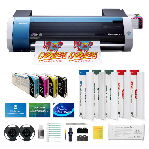 Roland VersaSTUDIO BN-20A Desktop Eco-Solvent Inkjet Printer/Cutter Bundle with CMYK Inks