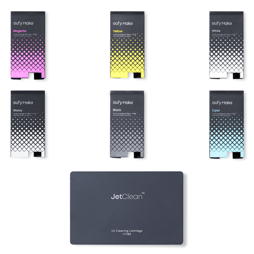 *PRE-ORDER* eufyMake E1 Replacement UV Ink Cartridge Set with JetClean Cartridge (CMYK + White, Gloss & Cleaner)