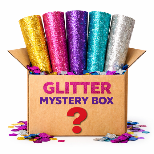 Siser Glitter HTV “Oops, I Glittered Again” Mystery Box – 25 Yards Total (5 Surprise Rolls, 5 Yards Each)