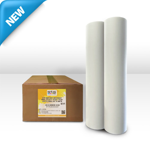 STS Inks 24″ DTF Film Instant Hot/Cold Peeling Double Sided Matte 2-Roll Pack (EV1)