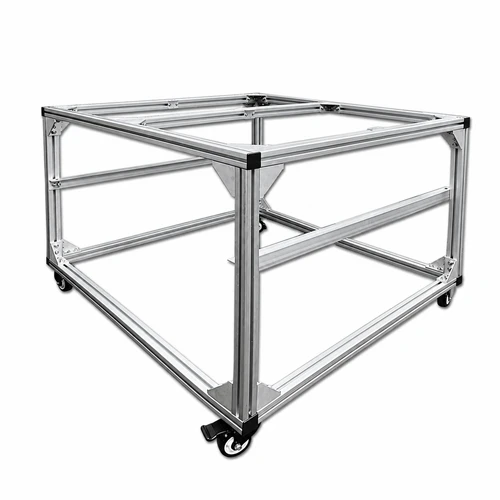 Image One Impact 4' x 4' Aluminum Shop Table Frame Assembly with 2 Shelf Brackets