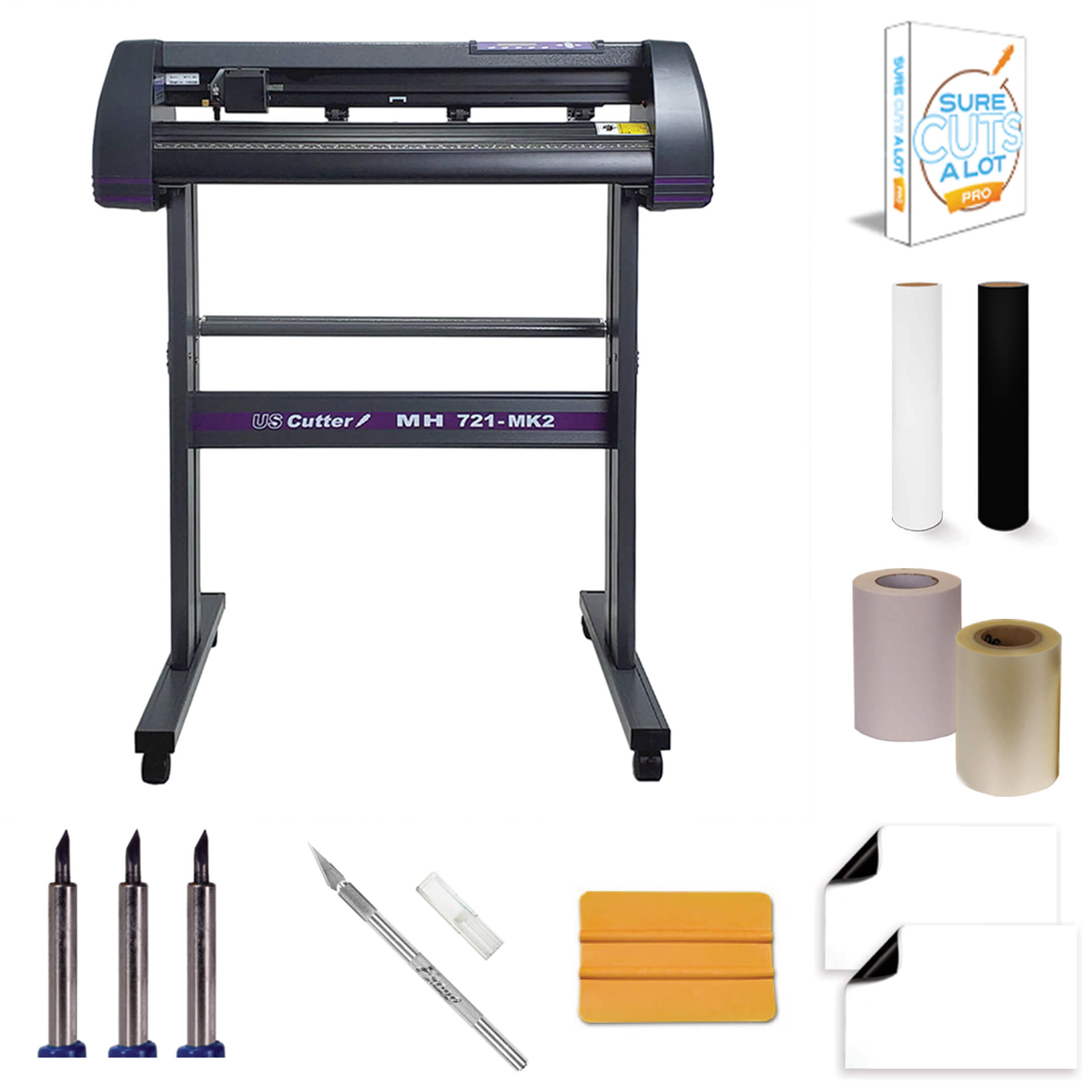 Cricut Starter Bundle, Beginner Guide, Basic Tool Kit, Sketch Pen Set, Replacement Blades, Premium Vinyl Pack