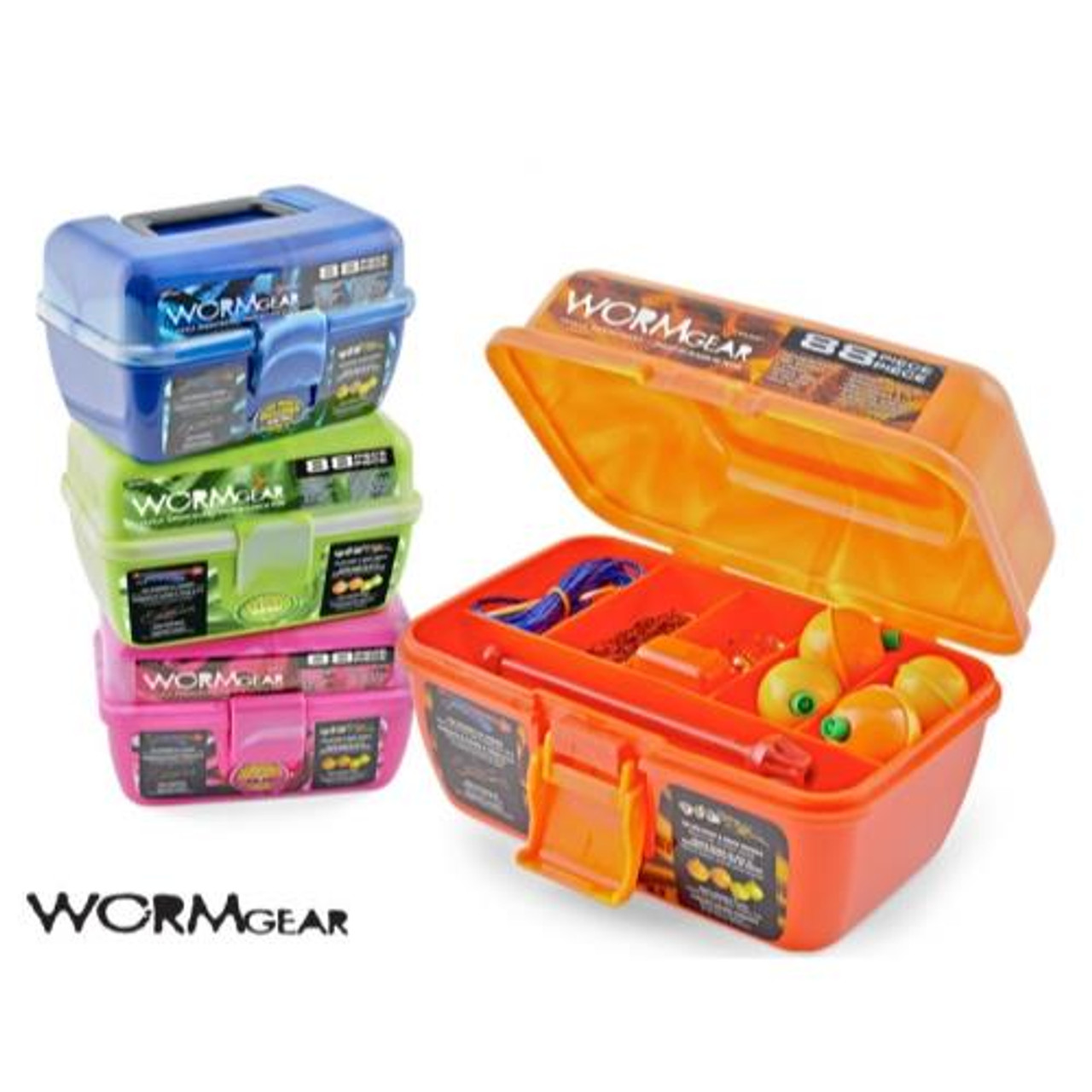 South Bend Worm Gear 88-Piece Loaded Fishing Tackle Box, Green 