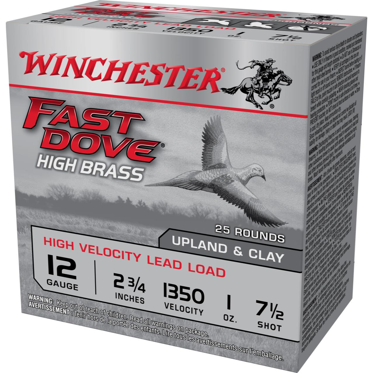 Winchester 12 Gauge Ammunition Fast Dove WFD127BCASE High Brass 2-3/4 1oz  #7.5 Shot 1350fps CASE 250 Rounds