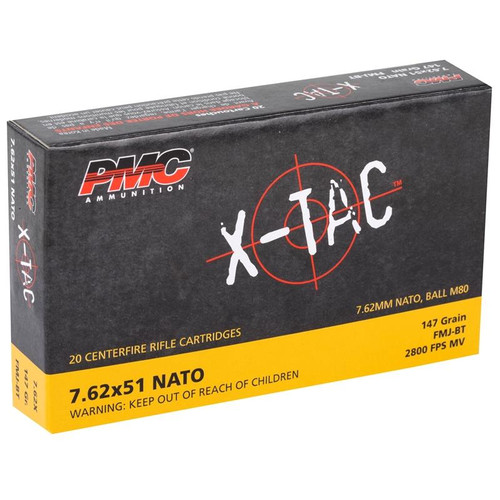 PMC Ammo X-Tac 7.62x51 NATO 147 Gr FMJ Boat Tail #7.62X - 741569010153