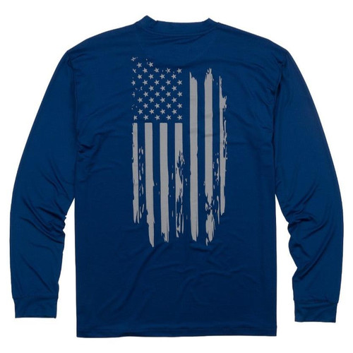 Browning Graphic Long Sleeve Sun Shirt – Navy Flag #30117895 - 023614965497